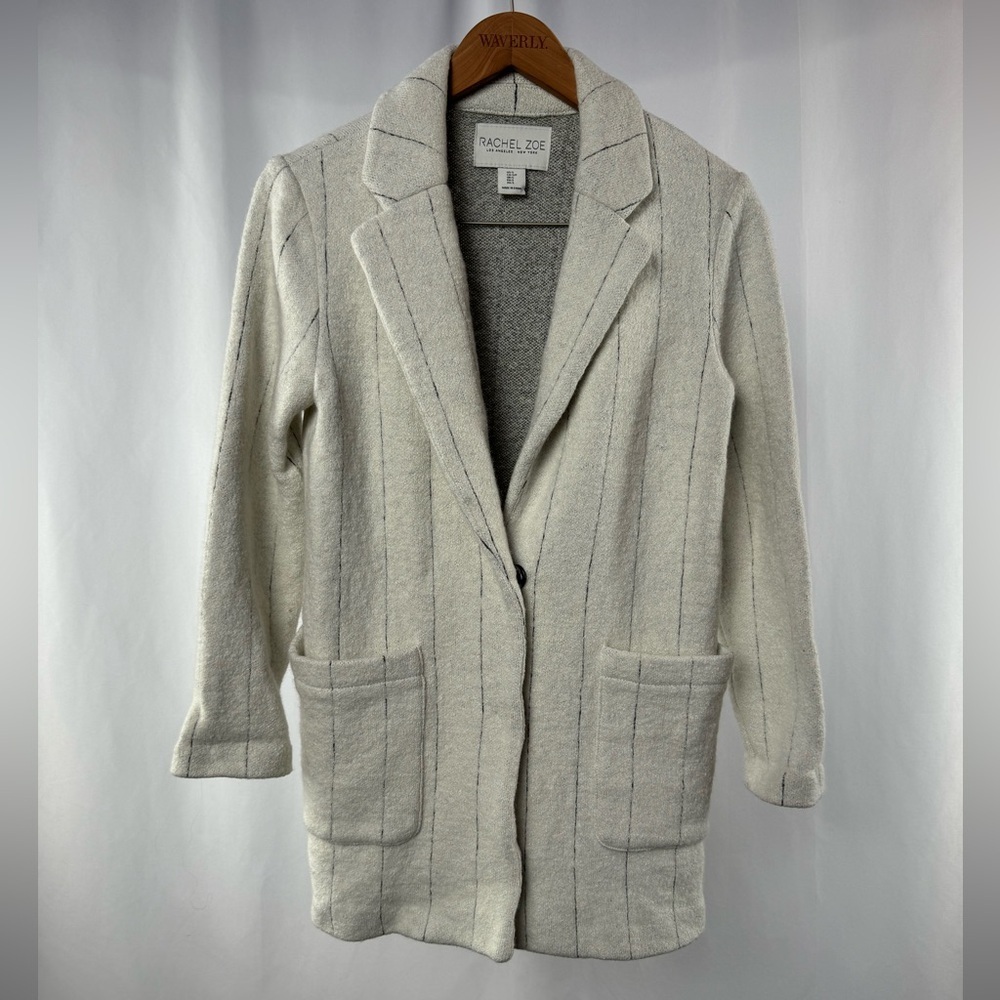 Rachel Zoe Wool Blend Cream Stripe Blazer Size‎ Small